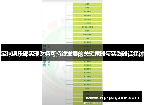 足球俱乐部实现财务可持续发展的关键策略与实践路径探讨